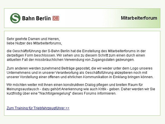 S-Bahn Forum offline