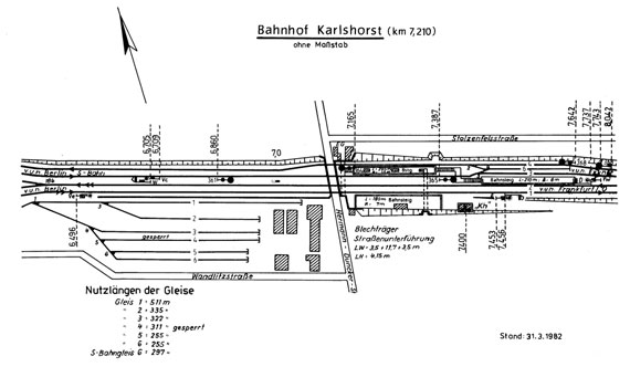 Lageplan Stellwerk Kh Karlshorst 1982