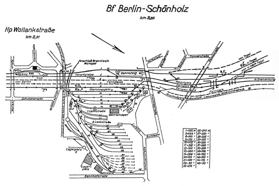 Lageplan 1955 Stellwerk Snt Schönholz